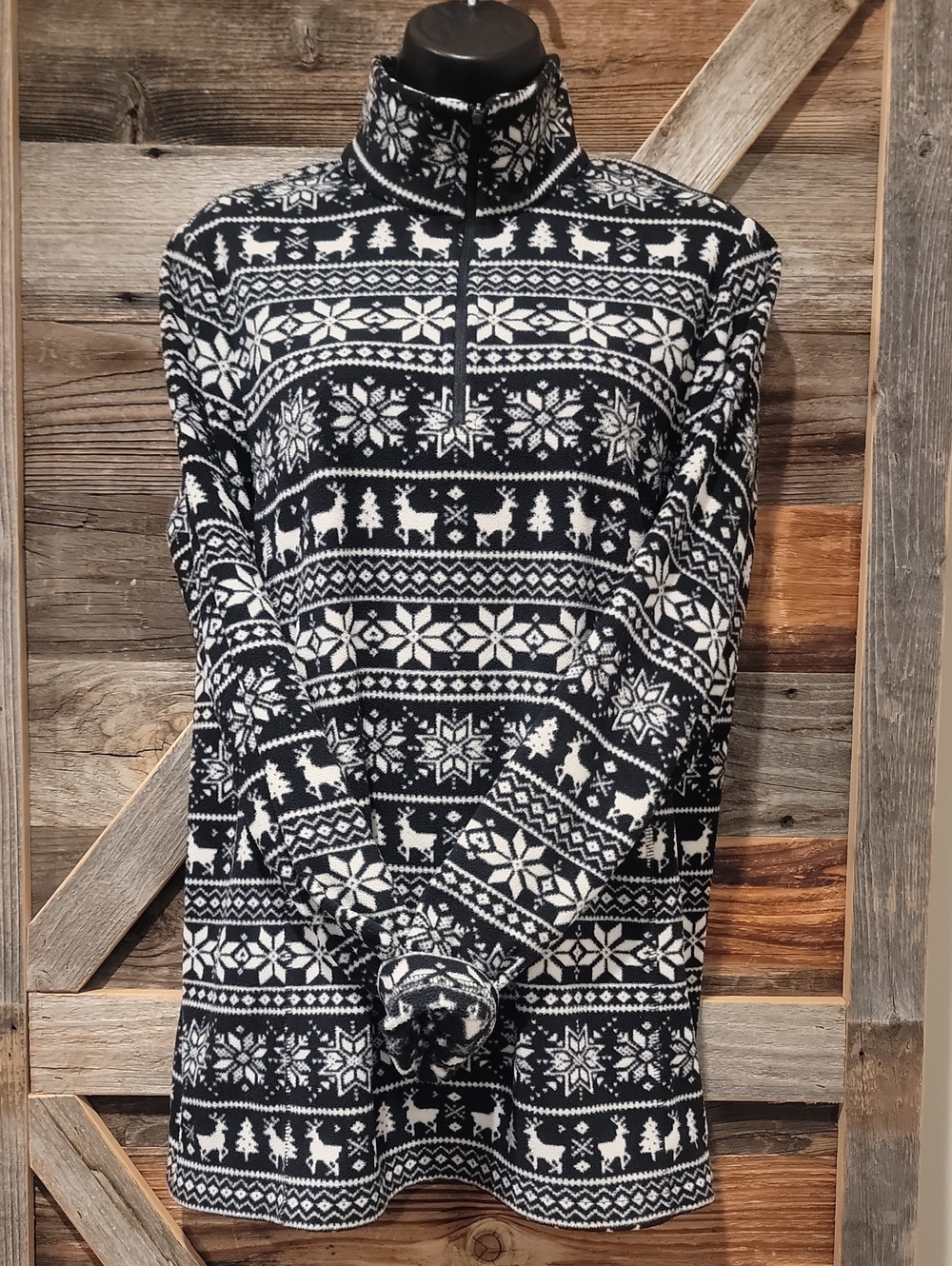 Lands' End Fair Isle Zip-up Fleece Sweater